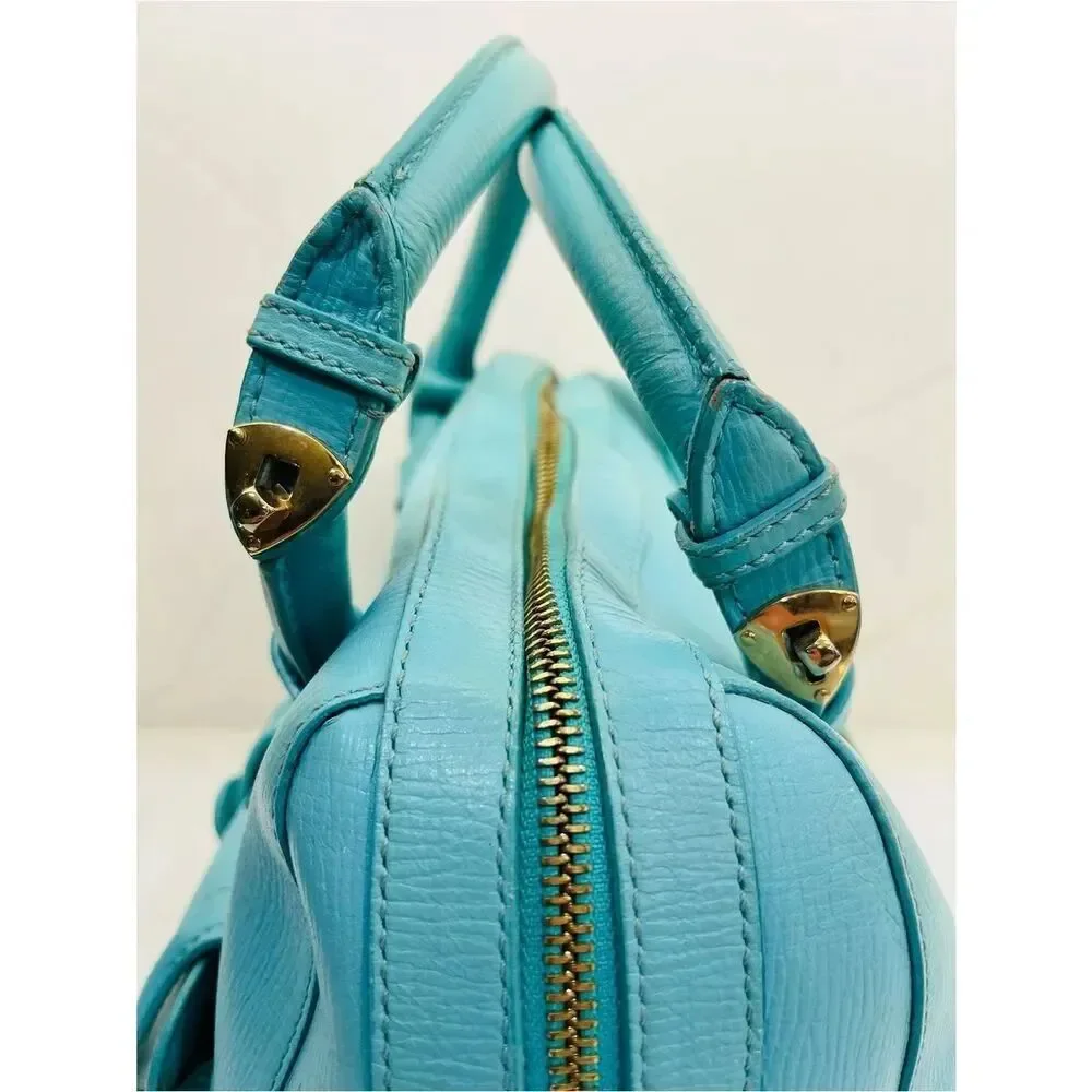 ✨ Jimmy Choo Vintage Turquoise Leather Satchel Top Handle Gold Hardware Bag